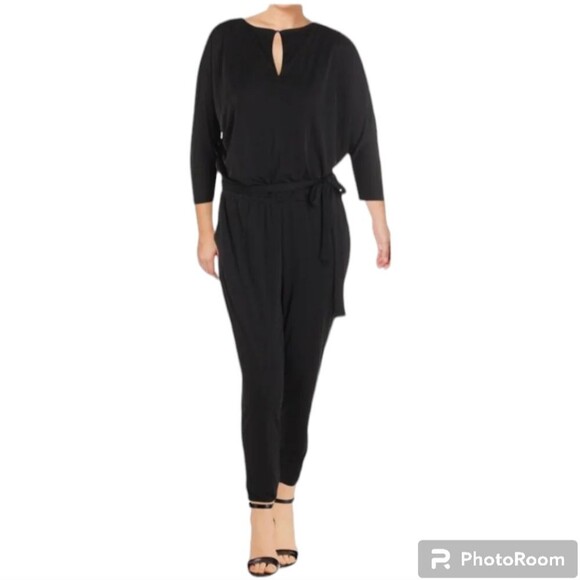 Lauren Ralph Lauren Keyhole Belted Jumpsuit In Black Womens Size Small - Picture 6 of 11